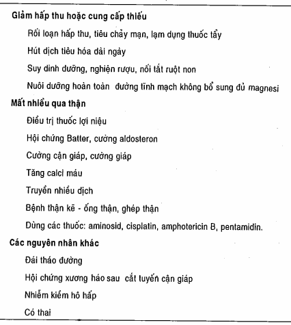 Nguyên nhân gây hạ magie máu